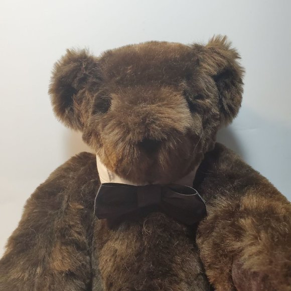 Vermont Teddy Bear Dark Brown with I love You Heart and Tux Tie and Collar - Picture 1 of 8